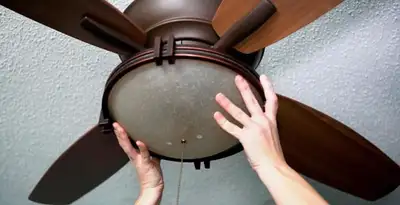 Ceiling fan repair and reinstallation on ceiling mount in Mountain View, CA