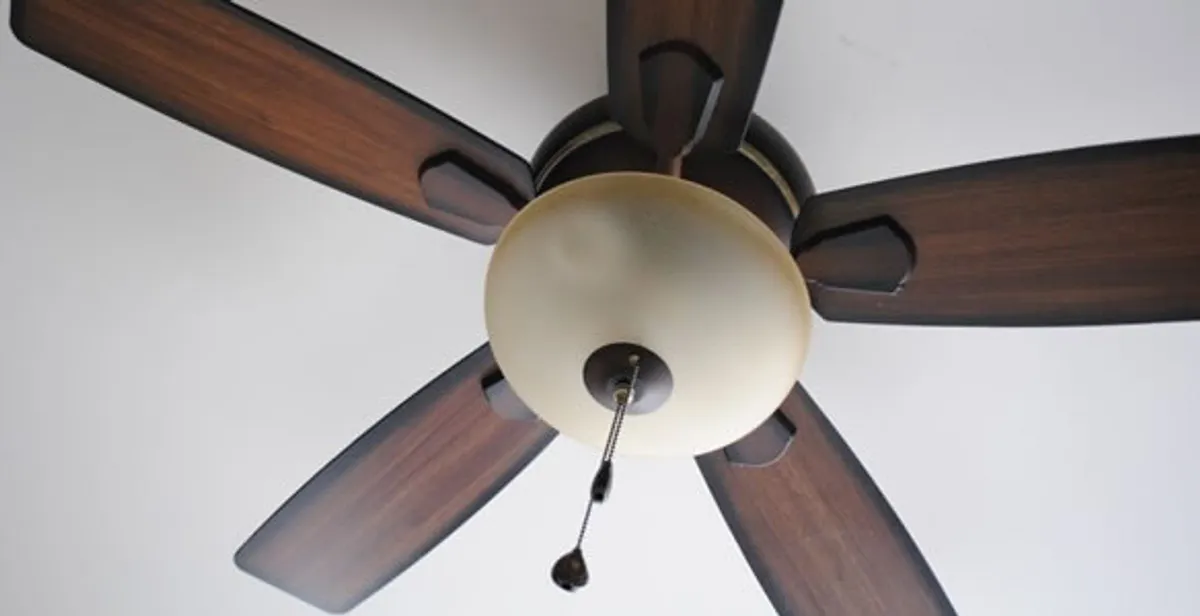 Fully installed ceiling fan with balanced blades and light fixture in Mountain View, CA