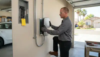 Electrician installing an electric vehicle charger with a dedicated circuit in Mountain View, CA