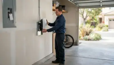 Electrician installing a Level 2 EV charger in Mountain View, CA
