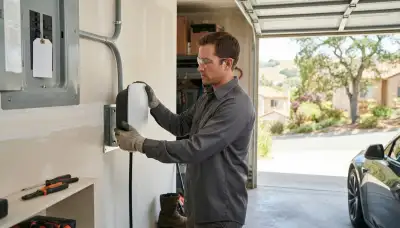 Electric vehicle charger installation with dedicated circuit by an electrician in Mountain View, CA