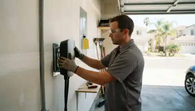 Electrician installing a home EV charger with a dedicated circuit in Mountain View, CA