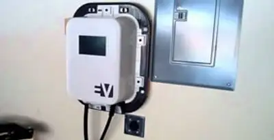 Electric car charger installation with wall-mounted EV charging station in Mountain View, CA