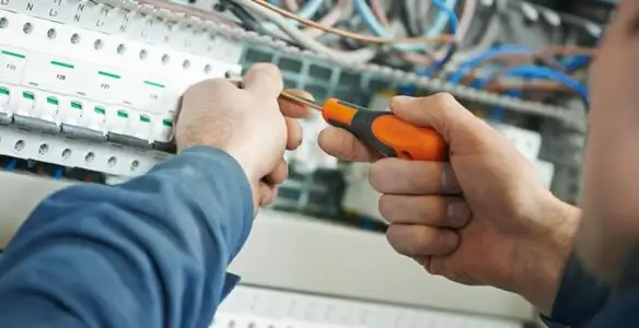 electrical service showing licensed electrician performing electrical panel maintenance and adjustments in Mountain View, CA
