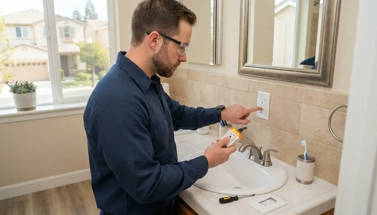 GFCI outlet providing wet-area electrical safety in a Mountain View, CA kitchen