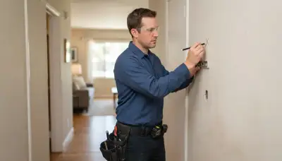 Electrician planning intercom station locations and cable routes inside a Mountain View, CA home