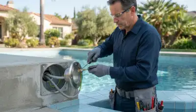 Electrician replacing and bonding a pool light fixture in Mountain View, CA