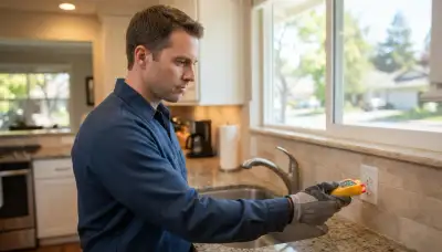 Electrician tests sink-area outlets for GFCI protection in a Mountain View, CA home