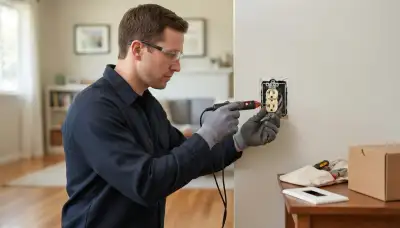 Electrician uses a circuit tester to diagnose dead outlet wiring or receptacle faults in a Mountain View, CA home