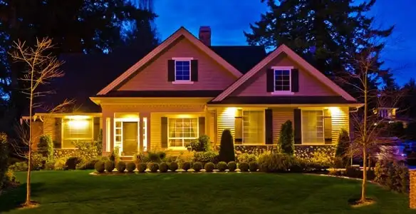 security light installation services illuminating a residential exterior at night in Mountain View, CA
